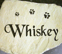 cat paw engraved memorial on sandstone